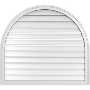 40" x 36" Round Top Surface Mount PVC Gable Vent: Functional with Brickmould Frame