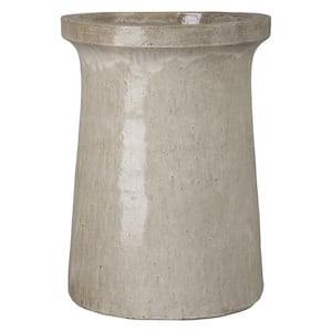 21 in. L x 29 in. H Gray Ceramic Round Planter with High-fire treatment