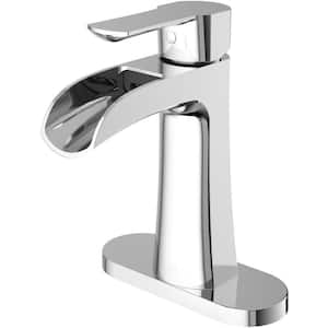 Paloma Single Handle Single-Hole Bathroom Faucet Set with Deck Plate in Chrome