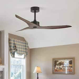 52 in. Indoor/Outdoor Black Modern Ceiling Fan with Remote Included for Bedrooms or Living Rooms, without Light