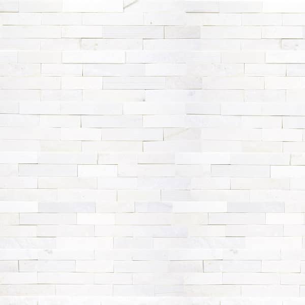 Arctic White Ledger Panel 6 in. x 24 in. Multi-Finish Marble Wall Tile (6 sq. ft. /Case)