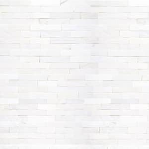 Arctic White Splitface Ledger Panel 6 in. x 24 in. Multi-Finish Marble Wall Tile (6 sq. ft. /case)