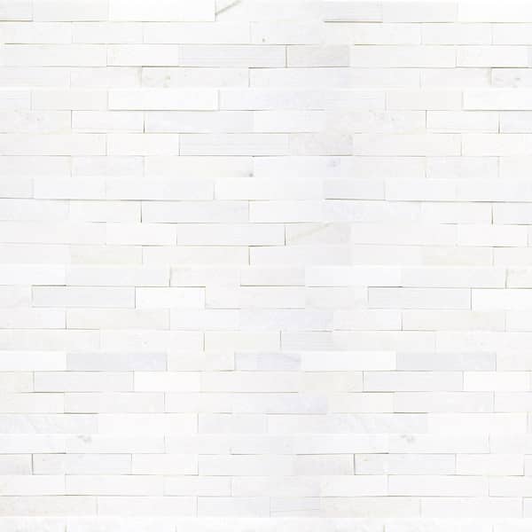 MSI Arctic White Splitface Ledger Panel 6 in. x 24 in. Multi-Finish Marble Wall Tile (6 sq. ft. /case)
