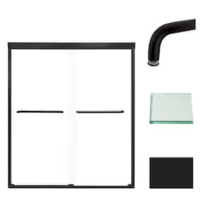 Cara 59 in. W x 70 in. H Sliding Semi-Frameless Shower Door in Matte Black with Clear Glass