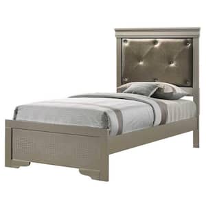 Lorana Silver Champagne and Black Twin Panel Beds