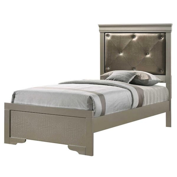 AndMakers Lorana Silver Champagne and Black Twin Panel Beds