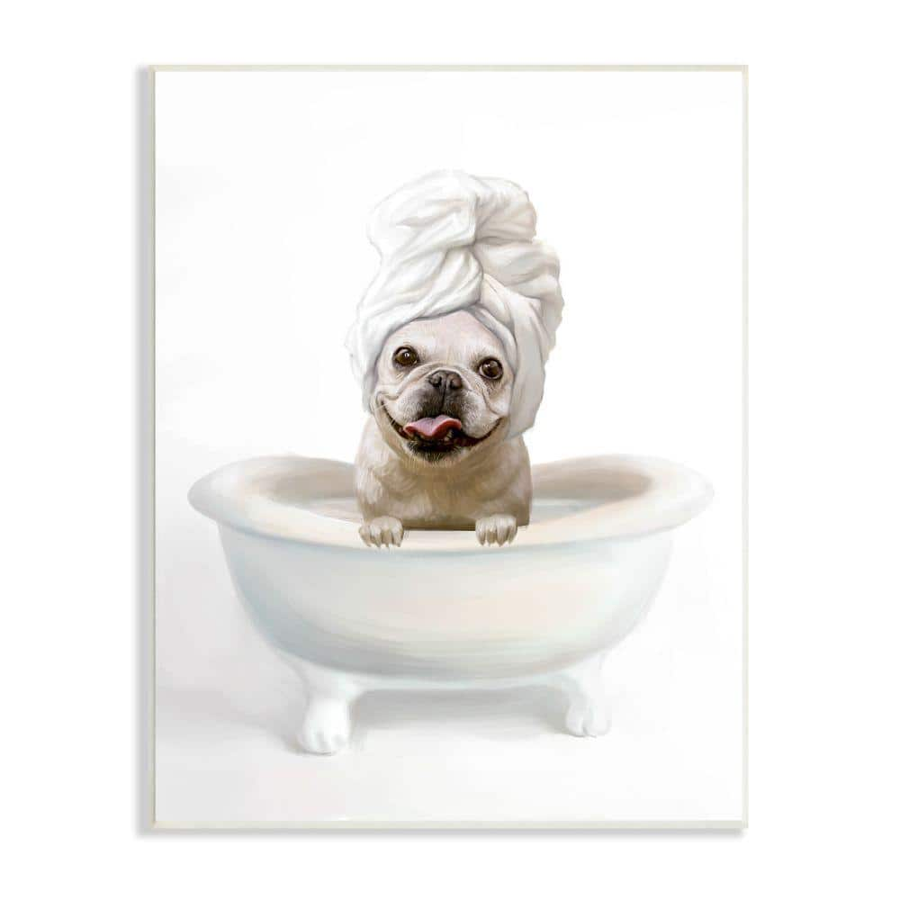 Stupell Industries Bathroom Relaxation House Pet Terrier Claw Bath ...