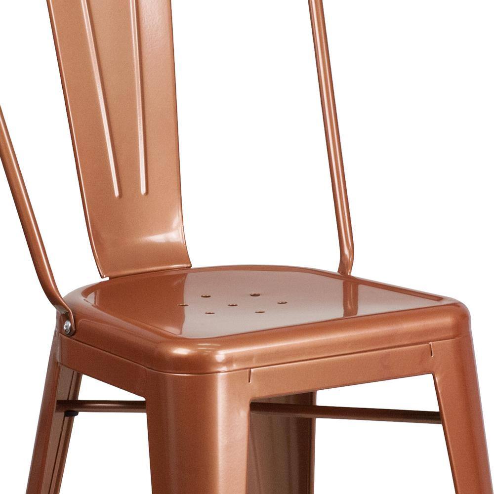 Copper Metal Indoor-Outdoor Counter Height Dining Chair