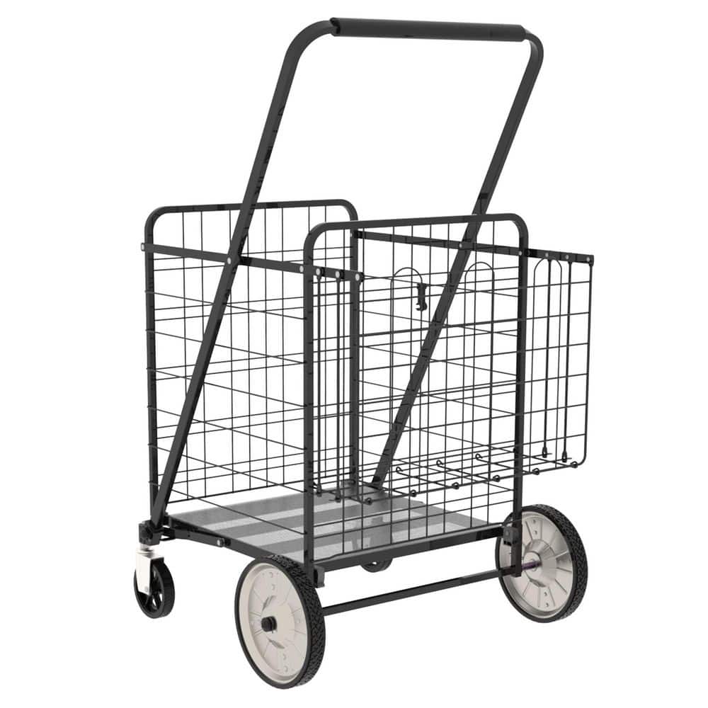 Foldable Utility Shopping Carts with Double Basket and 360° Rolling Swivel Wheels for Groceries Laundry, Serving Cart price history on PriceWatchPro