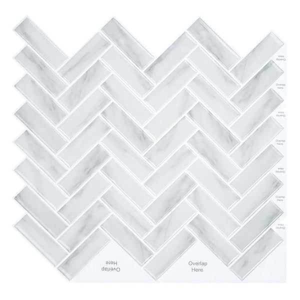 Jeedeson 11.8 in. x 11.8 in. x 0.04 in. H Gray Vinyl Peel and Stick Backsplash Tile for Kitchen and Bathroom (10-Pack)