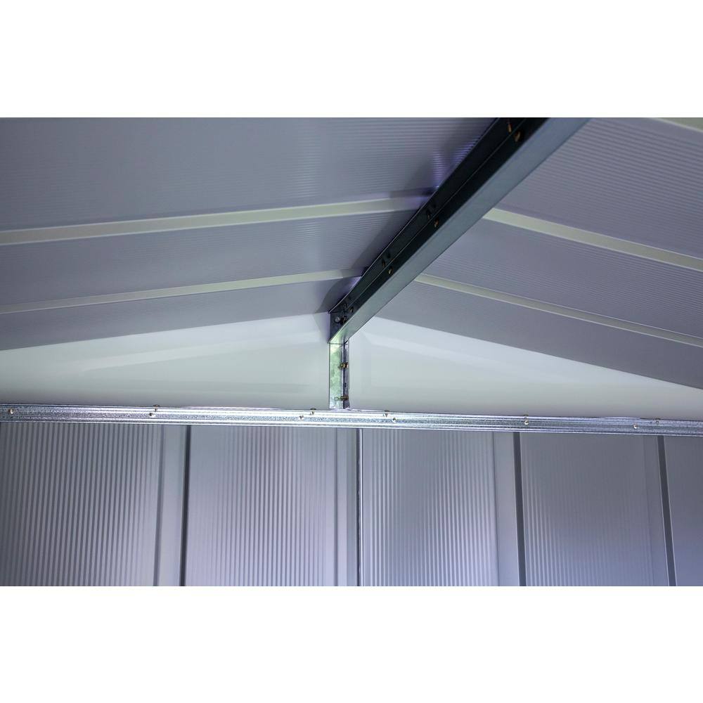 8 ft. x 8 ft. Flute Grey Steel Storage Shed with Sliding Doors