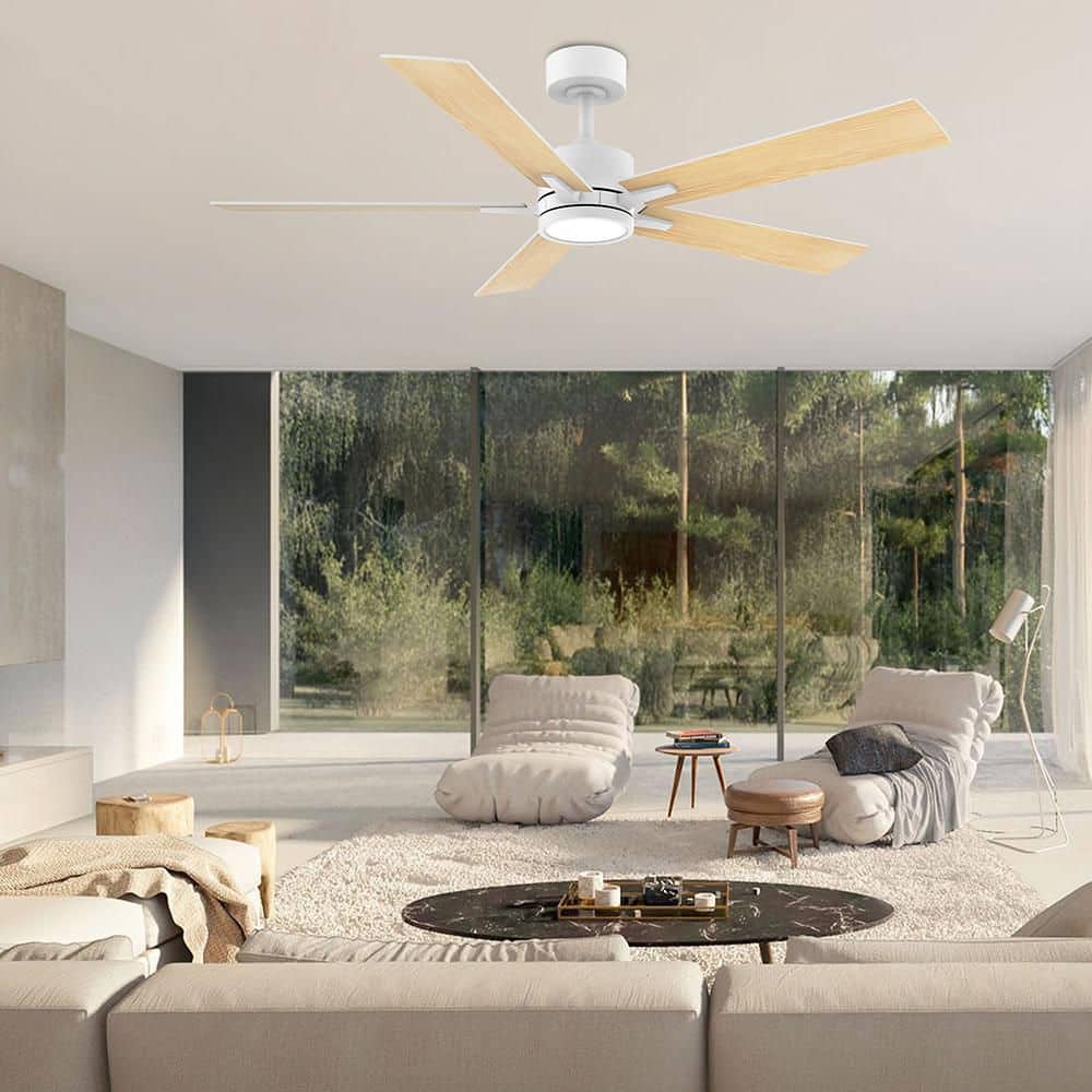 52 in. Indoor Outdoor White Standard Downrod Mount Ceiling Fans with Dimmable LED Light and Remote Control,6-Speed price history on PriceWatchPro