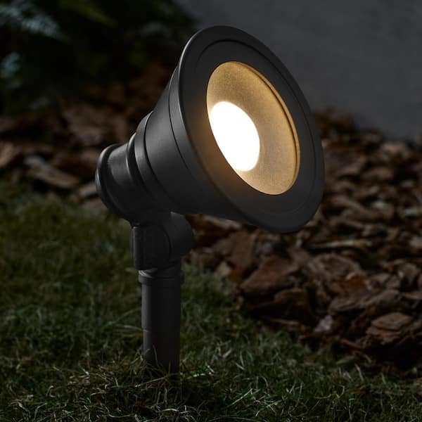 Hampton Bay Cann River Black Low Voltage Hardwired Landscape Flood Light with Integrated LED and Adjustable Lamp Head
