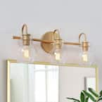 Robb Modern 3-Light Gold Bathroom Vanity Light Interior Powder Room Lighting with Clear Globe Shades
