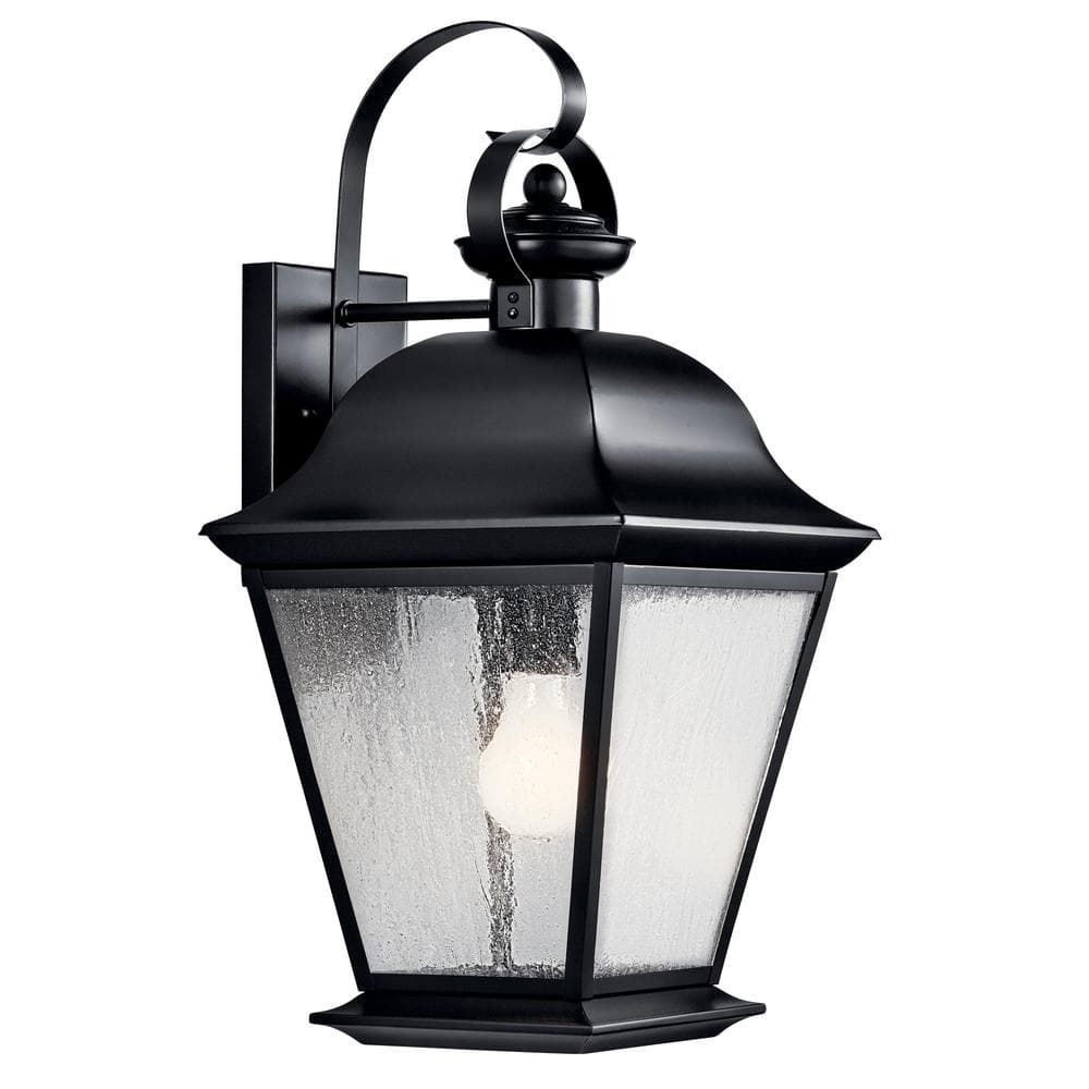 Mount Vernon 19.5 in. 1-Light Black Outdoor Hardwired Wall Lantern Sconce with No Bulbs Included (1-Pack) -  KICHLER, 9709BK