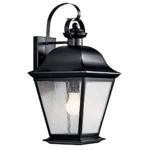 Mount Vernon 19.5 in. 1-Light Black Outdoor Hardwired Wall Lantern Sconce with No Bulbs Included (1-Pack)