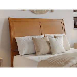 Portland Light Toffee Natural Bronze Queen Sleigh Solid Wood Panel Headboard with Attachable Charger