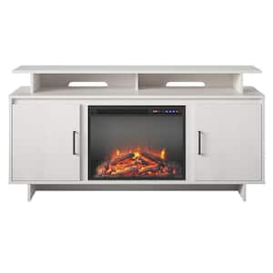 Mica Avenue 59.61 in. Freestanding Electric Fireplace TV Stand in Ivory Oak, Fits TVs Up to 74 in.