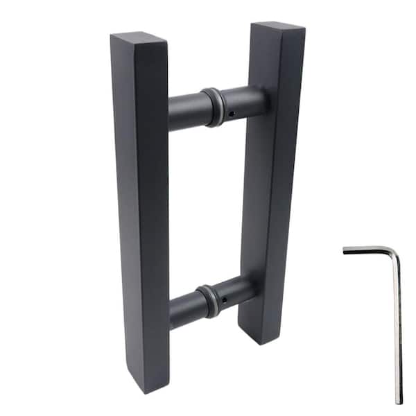 7 in. Door Handle Bath Product Type in Grey Finish Double Sided Stainless Steel Pull for Glass Wooden Door (1-Pair)