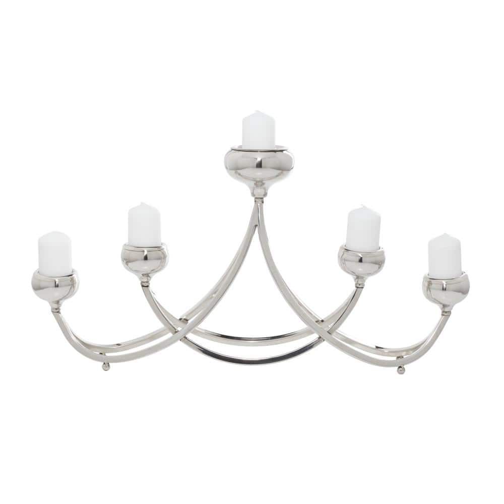 Silver Stainless Steel 28" 6-Holder Candelabra