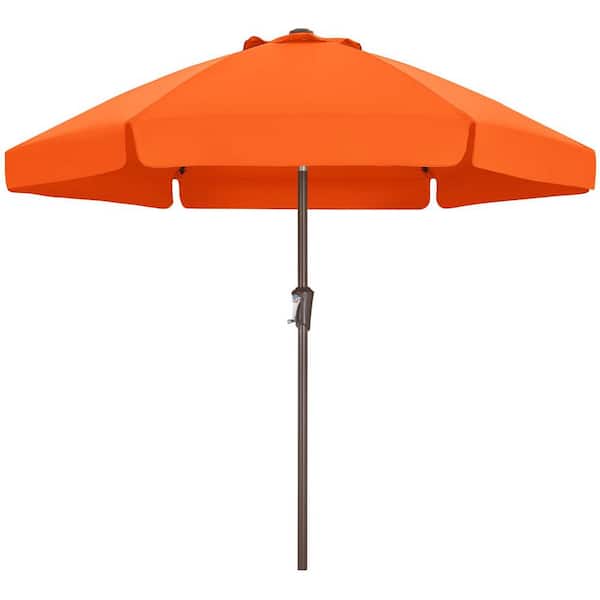 7.5 ft. Outdoor Market Tilt Patio Umbrella with Powder Coated Steel Pole and Fiberglass Frames, Orange
