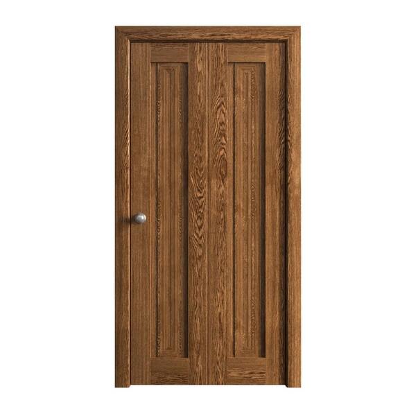 60 in. x 80 in. Cognac Oak Solid Wood Bi-Fold Doors with Hardware
