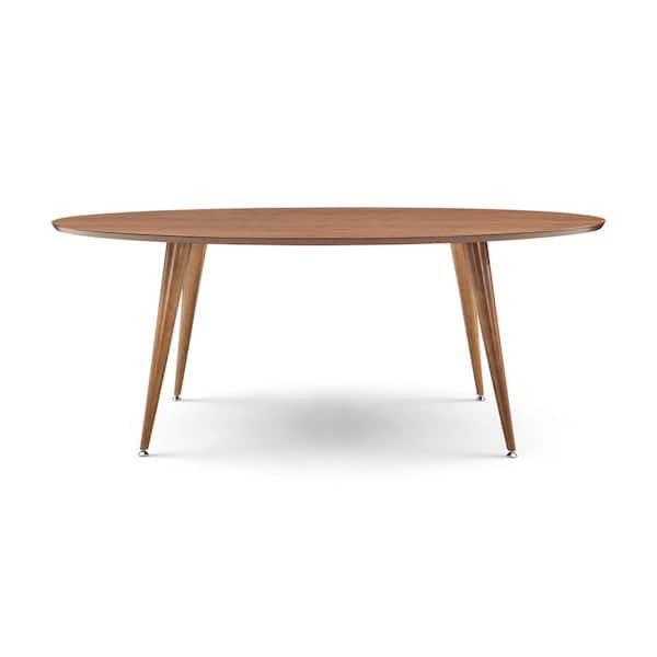 Herval 74 in. Oval Almond Oak MDF Top with Solid Wood Frame Seats 6