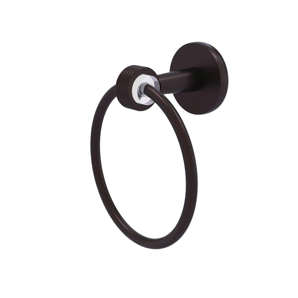 Allied Brass Clearview Collection Wall Mounted Towel Ring with Groovy Accents in Antique Bronze