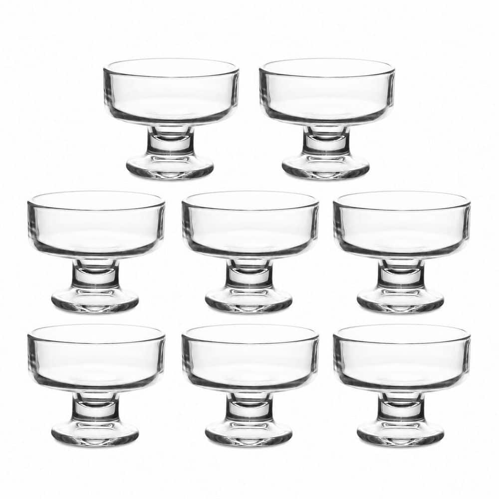 Set of 8 Glass Dessert Bowls 7 oz Capacity 3.9 x 2.95 in Wide Base for Ice Cream, Fruit, Snacks, Mixed