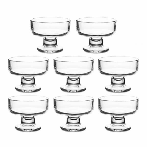 Set of 8 Glass Dessert Bowls 7 oz Capacity 3.9 x 2.95 in Wide Base for Ice Cream, Fruit, Snacks, Mixed