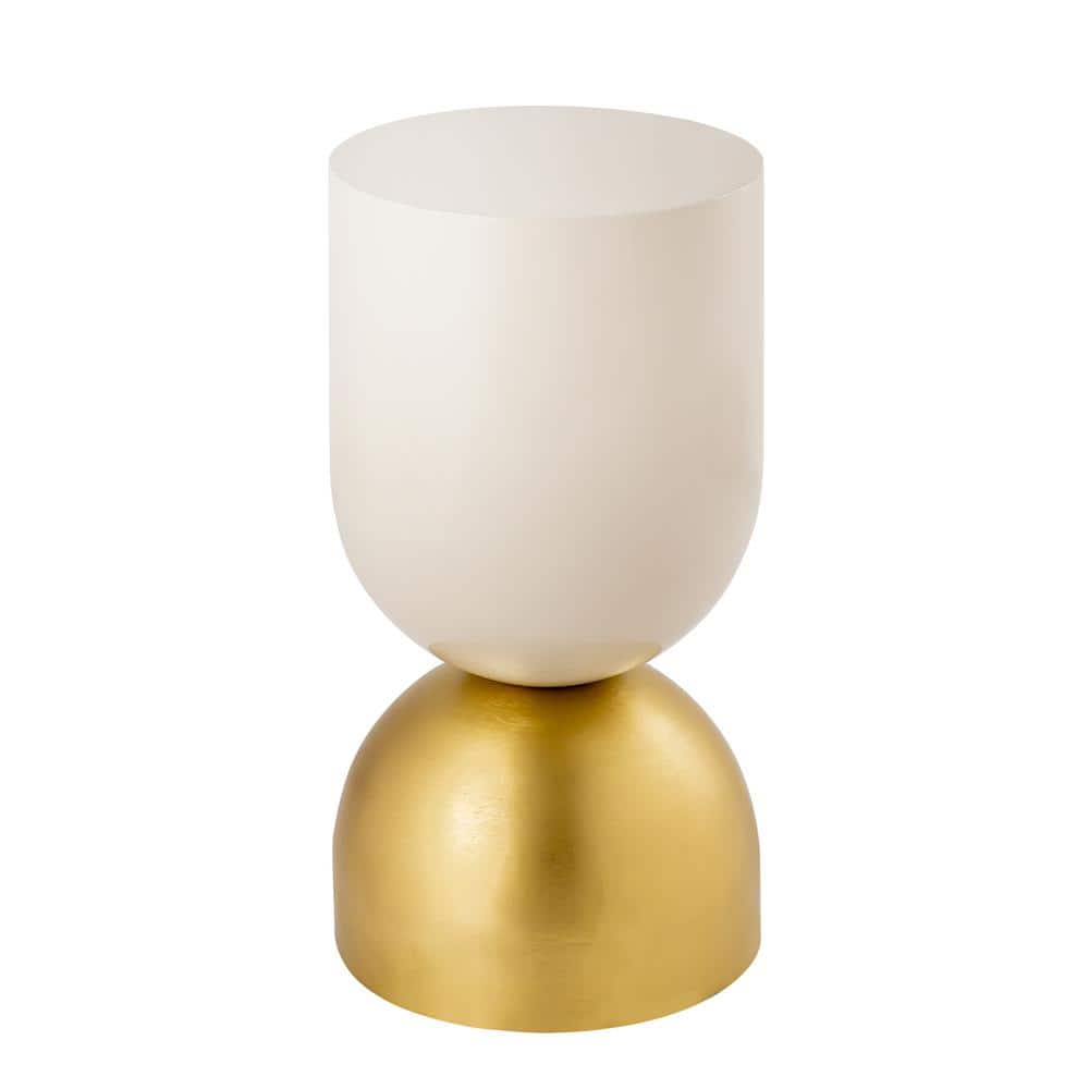 Calista Gold and Ivory Round Iron Side Table