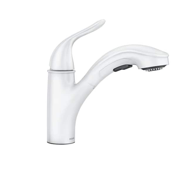 Brecklyn Single-Handle Pull-Out Sprayer Kitchen Faucet with Power Clean in White
