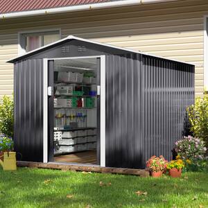 8.4 ft. W x 8.4 ft. D Outdoor Storage Building Metal Storage Shed Garden Tool Storage with Sliding Door (70.56 sq. ft.)