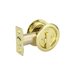 2-7/16 in. (62 mm) Bright Brass Round Privacy Pocket Door Pull