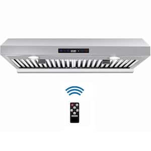 30 in. 800 CFM Ducted Under Cabinet Range Hood in Stainless Steel with 3-Speed Touch Panel, Vent, Remote Control