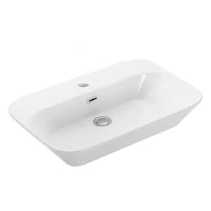 Edge 4465 Vessel Bathroom Sink in Ceramic White with 1-Faucet Hole