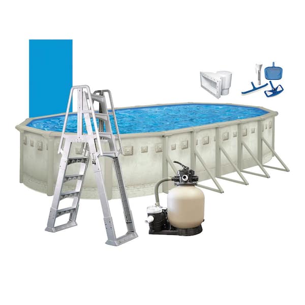 AQUARIAN Palisades 12 ft. x 24 ft. Oval 52 in. D Above Ground Hard Sided Pool Package
