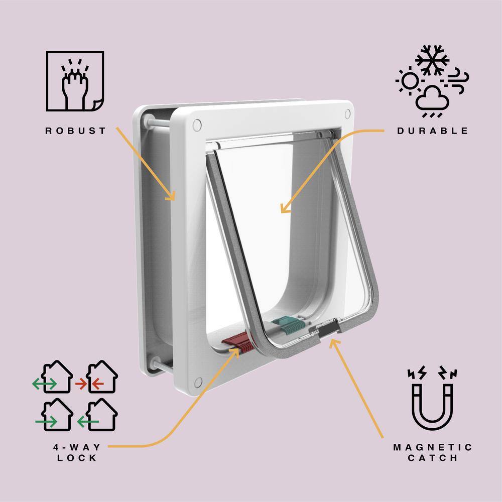 Large White Plastic Pet Door with Magnetic Lock