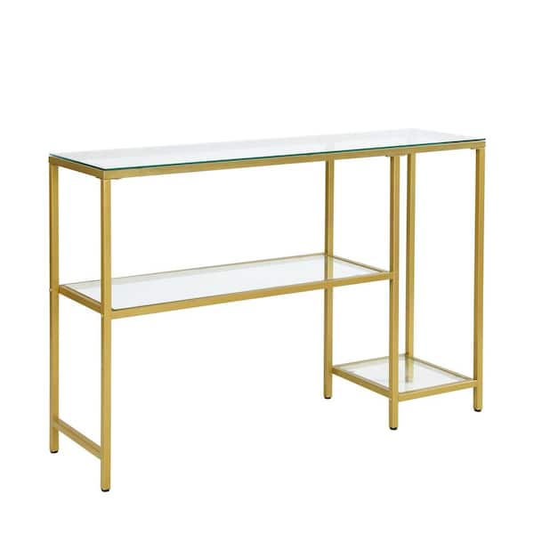 High Rectangle Glass Top Console Table, Long Glass Console Table