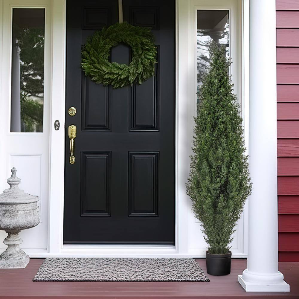 36" Cedar Boxwood Artificial Plant in Black Pot (2 Pack)