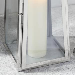 Silver Metal Candle Hanging or Tabletop Lantern (Set of 2)