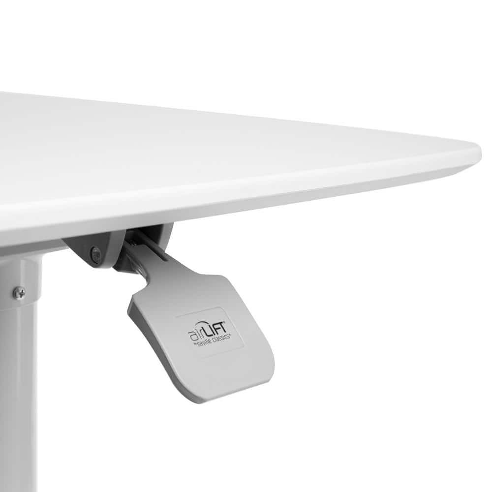 White Steel Adjustable Overbed Table with Casters