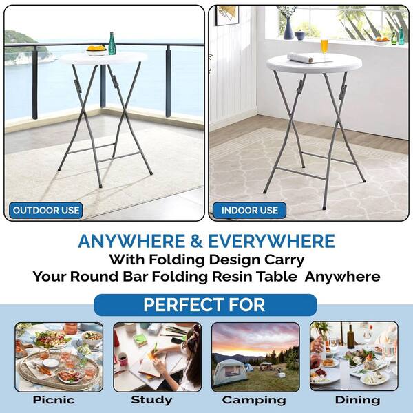 HOMESTOCK 32 in. Round High Top Folding Cocktail Table