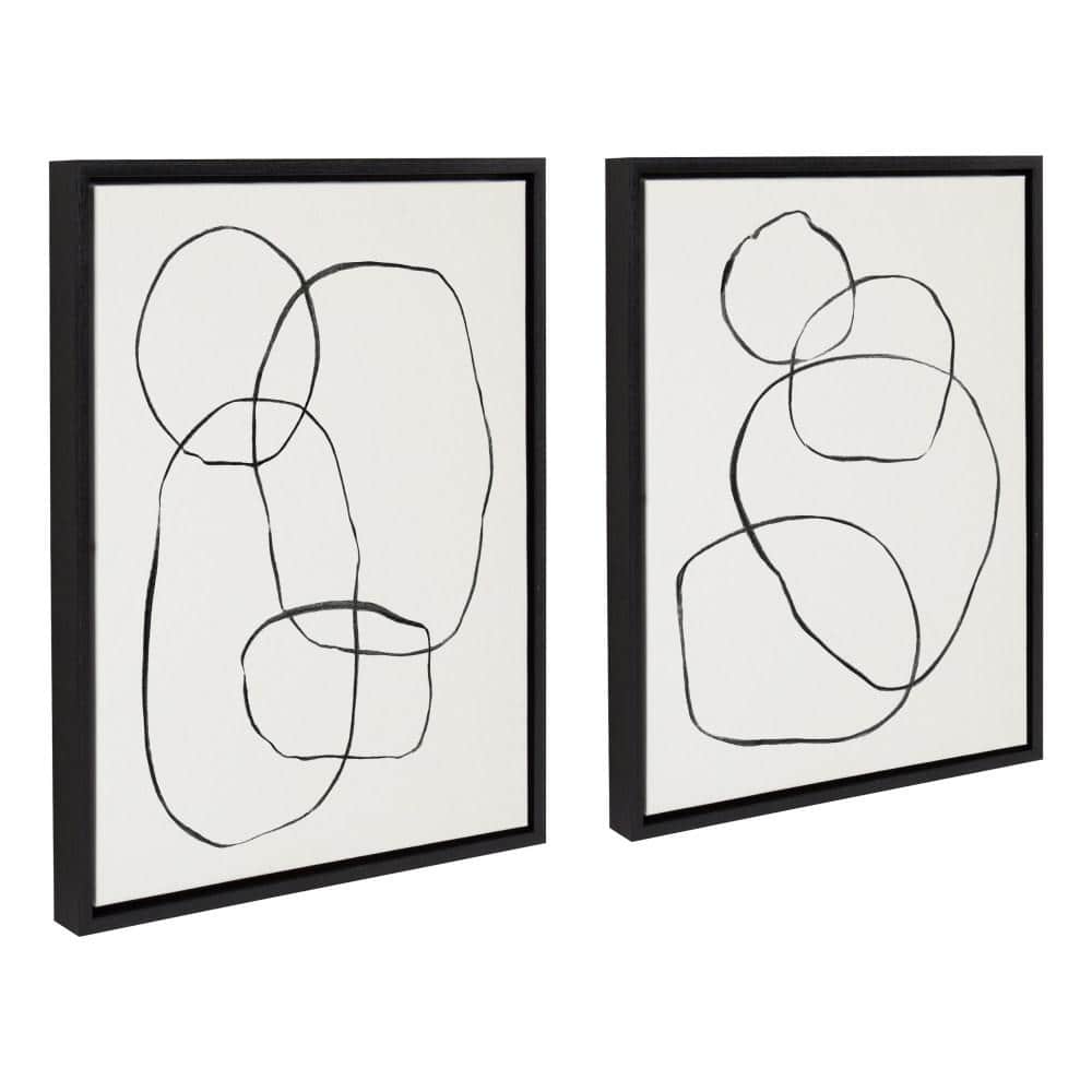 Sylvie Black and White Abstract Canvas Wall Art Set