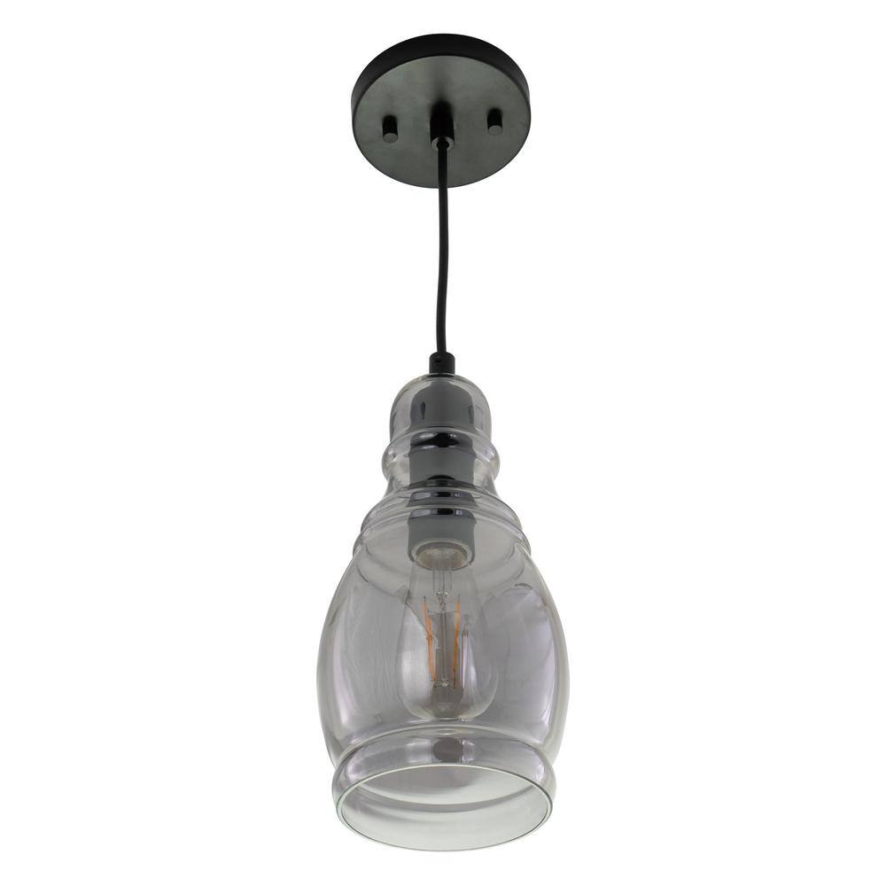 Millie Matte Black Mini Pendant with Smoke Gray Glass