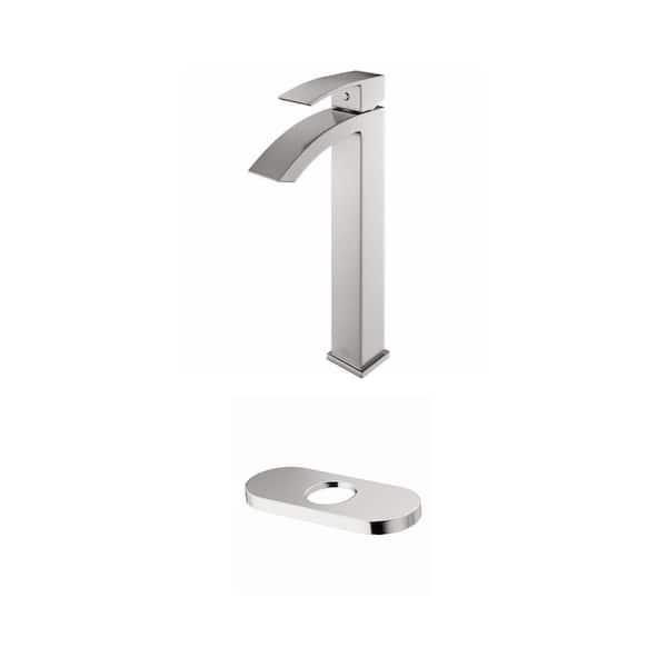 Duris Single Handle Vessel Bathroom Faucet with 5.5 in. Deck Plate in Brushed Nickel