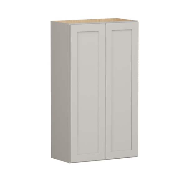 SIMPLY WOODMARK PRO Shaker Full Overlay 24 in. W x 12 in. D x 42 in. H Plywood Assembled Wall Kitchen Cabinet in Stone Gray