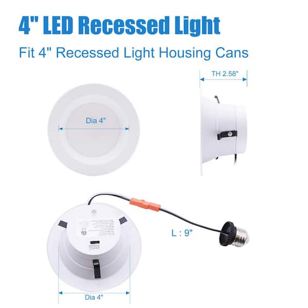 4 in. New Construction and Remodel Recessed Retrofit Dimmable Down Can LED Light Replacement Conversion Kit (6-Pack)