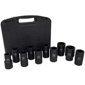 1 in. Dr. SAE and Metric Heavy-Duty Wheel Impact Socket Set - 10 Pieces