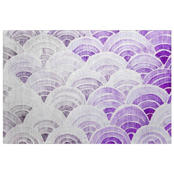 Dream Shag Premium Machine Washable Abstract ADS184 Purple 3 ft. x 4 ft. Area Rug